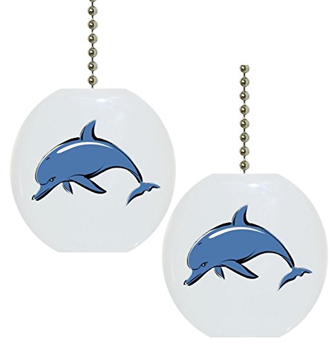 Set of 2 Dolphin Nautical Solid CERAMIC Fan Pulls