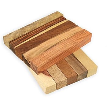 Legacy Woodturning, Exotic Wood Pen Blank 10 Piece Variety Pack, with Highly Figured Cocobolo, Tigerwood Ebony, Monkeypod, Mango, Teak, Granadillo