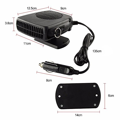 Bluecookies 12V Portable Car Heater Cooler Defroster Fan Plug into