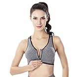 Perkisboby Zip Front Racerback Sports Bra, Bralette for Women, High Impact Workout Gym Activewear Bra with Removable Bra Pads(L- 38A 38B 38C 38D 40A 40B 40C)