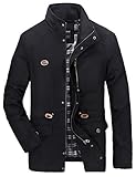 Vcansion Men's Cotton Lightweight Windbreaker Hoodie Jacket Trench Coat