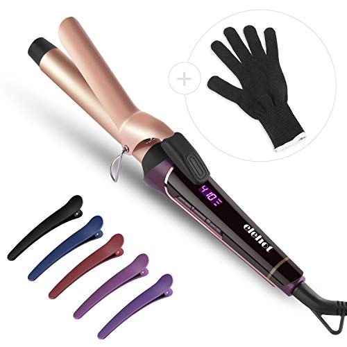 ELEHOT Curling Iron 1 inch Curling Wand LCD Display with Ceramic Tourmaline Ionic Coating Anti-scald Barrel & Adjustable Temperature Setting 230℉-410℉