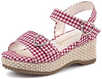 Amazon スイートジェリー キッズ ギンガムチェックウェッジサンダル レッド Sweet Jelly スイートジェリー サンダル