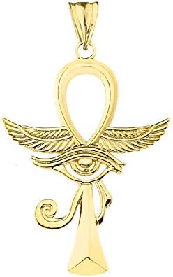 Dazzling 10k Gold Ankh Cross with Eye of Horus Pendant