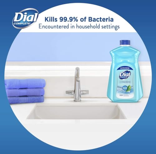 Dial Antibacterial Defense Liquid Hand Soap + Aloe, Spring Water Scent, 52 Fl Oz Hand Soap Refill (Pack of 3), Dermatologist-Tested, Gentle Formula