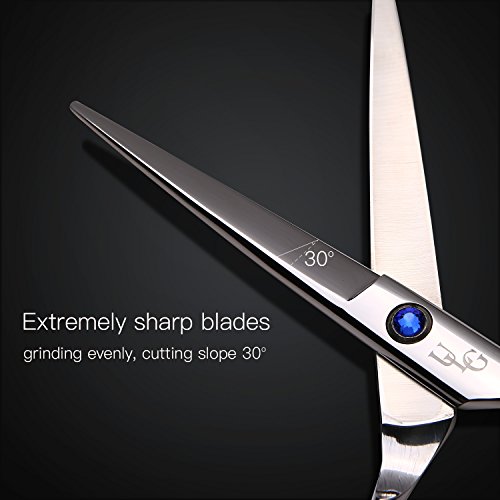 Hair Cutting Scissors Shears Professional Barber ULG Hairdressing Scissor Salon Razor Edge Hair Cutting Shear Japanese Stainless Steel Fine with Detachable Finger Ring 6.5 inch