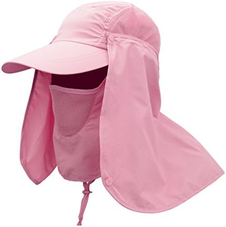 Laurelor Men &amp; Women UPF 50+ 360° UV Protection Fishing Hiking Sun Hat with Removable Face Neck Flap Pink