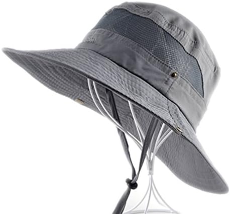 SYBKNSTW Sun Hat Men Bucket Hats Women Summer Fishing Cap Wide Brim UV Protection Flap Hat Breathable Mesh Caps Gray
