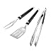 UNICOOK Grill Tool Set 3 Pack, Stainless Steel Grilling Utensils Spatula Tong and Fork, Multifunctional Barbecue Accessories for BBQ, Camping, Backyard Party, Cooking, Black