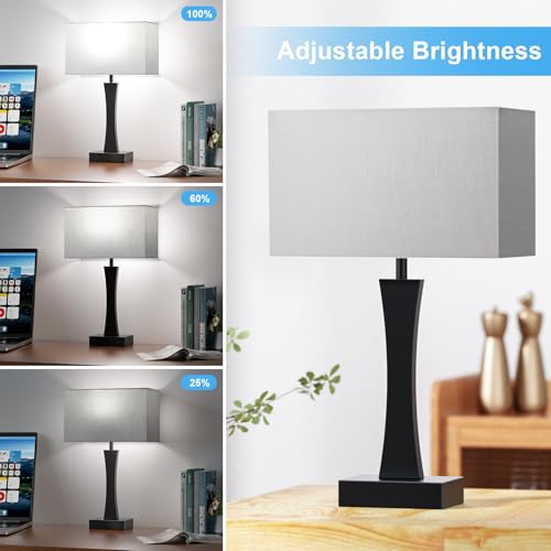 Bedside Touch Table Lamps Set of 2-3 Way Dimmable Modern Bedroom Lamps with USB C+A Ports,Nightstand Lamps for Living Room,Dorm,Home Office(Bulbs Included)