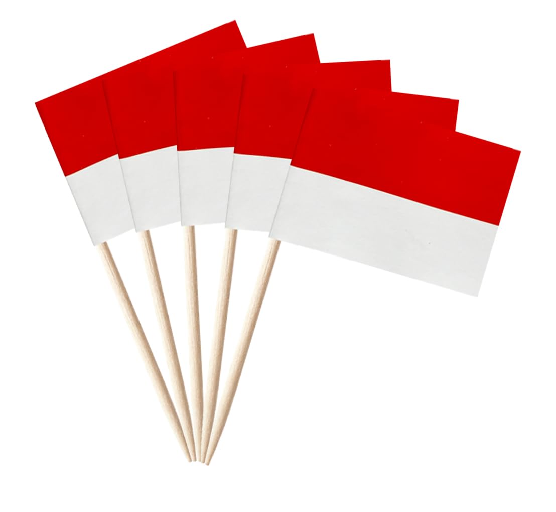 Photo 1 of stidsds 100 Pcs Indonesia Flag Indonesia Toothpick Flags Mini Small Indonesian Cupcake Toppers Stick Flags Banner Party Cocktail Fruit Decoration