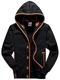 YuKaiChen Men's Fleece Hoodie Button-up Jacket Hooded Sweatshirt