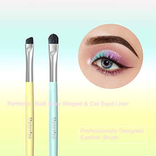 Eyebrow Brush 4 Pcs Ultra-Thin Eyeliner Brush Eyeshadow Brush Set Angled Eyeliner Brush Fine Point Brush Precision Eye All Over Shader, Tapered Soft Blender Eyebrow Brush Eye Makeup Brushes