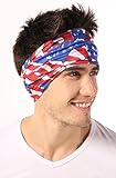 American Flag Bandana / USA Headband / US Bandana - Show Your American Pride - Perfect All Year & July 4th, Memorial & Veterans Day. Wear it when Celebrating, BBQing, Hiking, Fishing. Lab Tested UPF 30