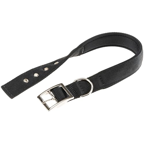 Ferplast Dog Collar Large Size Dog Collar in Padded Nylon Adjustable Metal Buckle, Neck Size 43-50 cm, Black