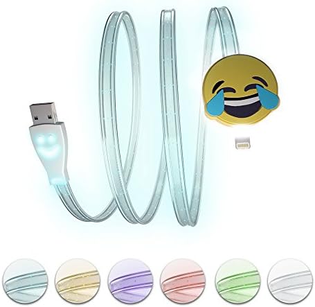 Lightning Cable Cute Cartoon Funny Emoji Laughing Kawaii Charger Cord Data LED Sync 3FT USB Charging for iPad iPhone 7 7 plus 6 6S plus 5S 5C SE 4S iOS Devices