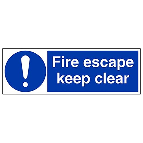 V Safety Eco Friendly Fire Door and Mandatory- Fire Escape Keep Clear - 600 x 200 mm Safety Sign