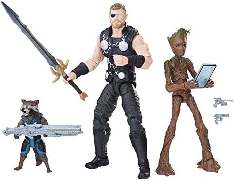 Mozlly Multipack - Hasbro Marvel Legends Series Avengers Infinity War Marvel Legends Thor, Rocket Raccoon, and Groot Toys R Us Exclusive Action Figures - 6 inch - Articulated (8pc Set) (Pack of 3)