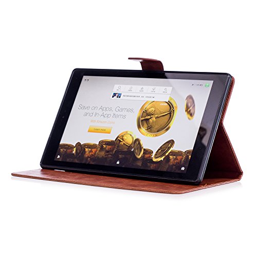 Tikeda Bear Case for All-New Fire HD 10 Tablet (7th 5th Generation, 2017/2015 Release) Folio Stand Cover with Pocket Auto Wake / Sleep for Fire HD 10.1 Inch Tablet (Bear Brown)