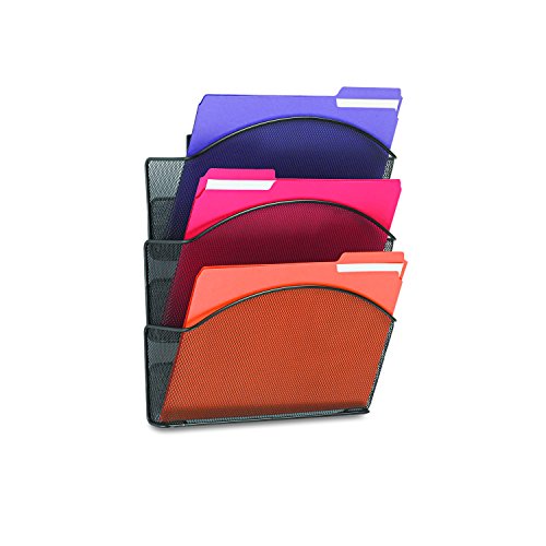 Safco Products  5652BL Onyx Mesh Triple Pocket Wall Rack, Letter Size, Black