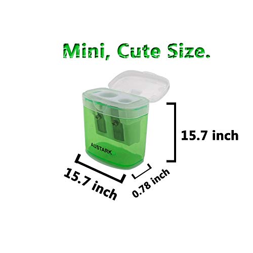 24Pcs Pencil Sharpener Small Manual, AUSTARK Dual Hole Pencil Sharpeners with Lid for School Office Home (Assorted Color)