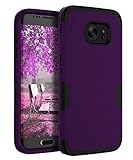 Ulsaar Samsung Galaxy S7 Edge Case Slim Fit Three Layer Silicone and Plastic Shockproof Heavy Duty Protection,Purple Black
