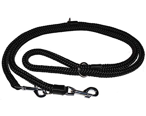 Freestyle Adjustable Strong Police Style Double Leash Dog Walker Coupler Dog Training "Rope" Lead Multi Functional Adjustable (1.0, Black)