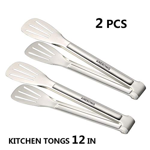 Kitchen Tongs Stainless Steel,12 Inch,Buffet Party Catering Serving Tongs Salad Tongs Cake Tongs Bread Tongs Barbecue Tongs(2 set )
