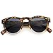 Vintage Inspired Mirror Lens Round Horned Rim Frame Retro Sunglasses (Tortoise Clear/Black Lens, 55)