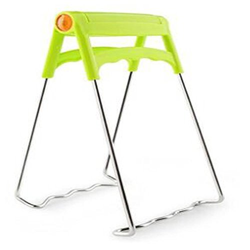 KARSDA Dish Clamp Clip Stainless Steel Multifunctional Kitchen Anti-Scald Foldable Bowl Plate Pot Gripper Holder Tong With PP Plastic Handle 7.3×3.3inch (green)