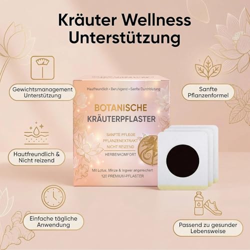 Slimming Plasters, Pack of 120 Slimming Plasters, Natural Herbal Extracts for Skin Tightening and Contouring, Gentle Use for Daily Wellbeing, Discreet Under Clothing