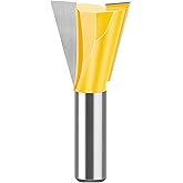 Boxonly Straight Cut Router Bit Milling Cutter Cutting Dovetail Bit 1/2 Inch Shank,1-1/8" Cut Diameter Wood Cutting Trimming Cutter Double Flute Straight Grooving Bits for Woodworking Dovetail Bit