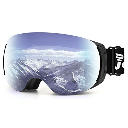 JetBlaze Ski Goggles, Magnet Snowboard Goggles (Silver) - Thumbnail 7