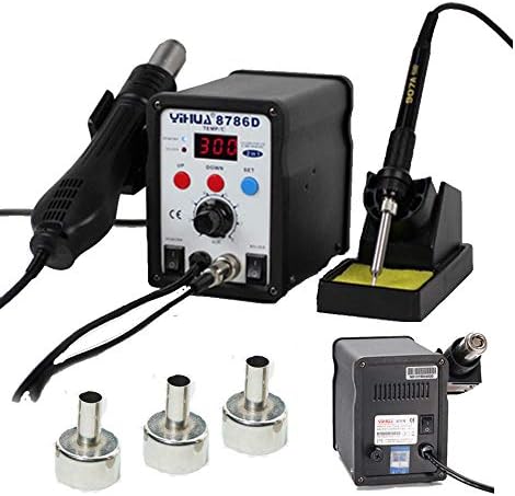 More Convenient And Visualable, Resistance, Alloy Material, Elegant Appearance Rework Station Soldering Station Hot Air Blower Heat Gun 3 Nozzle