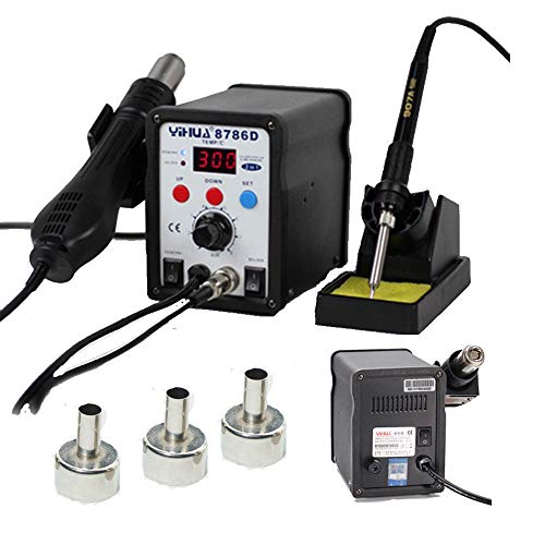 More Convenient And Visualable, Resistance, Alloy Material, Elegant Appearance Rework Station Soldering Station Hot Air Blower Heat Gun 3 Nozzle