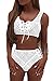 Almaree Woman's Lace up Front Tie Side Bottom 2PCS Bikini Set Lace Swimwear