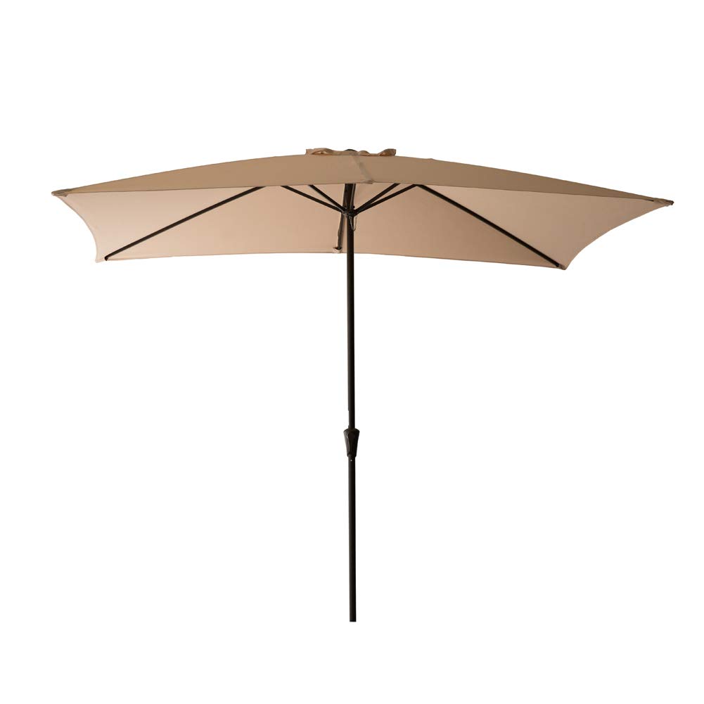 C Hopetree Rectangular Outside Market Patio Umbrella For Rectangle Outdoor Table Deck Garden 6 6 X 10 With Crank Beige Amazon In Garden Outdoors
