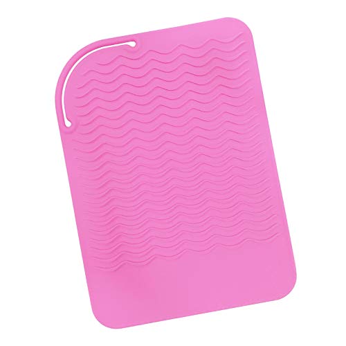 Sygile Silicone Heat Resistant Travel Mat, Anti-heat Pad for Hair Straighteners, Curling Irons, Flat Irons and Other Hot Styling Tools - Baby Pink