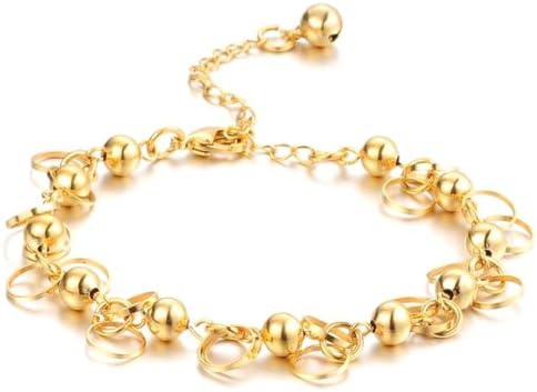 NP JEWELRY - 18k Yellow Gold Plated Ball Chain charm Bracelet for Women 6 mm 9.86""
