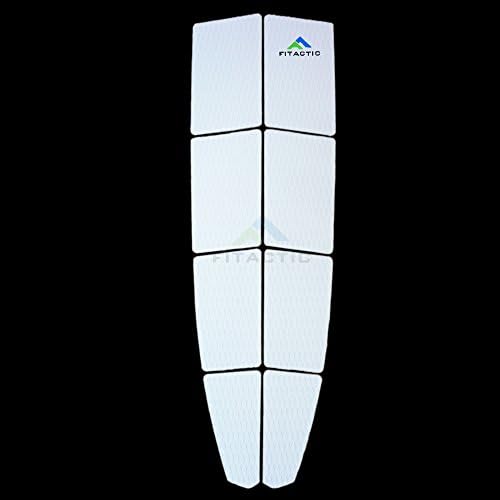 FITACTIC Universal Large 8-Piece Traction Pad Grip Mat with Reinforced Adhesive for Surf, SUP Boards, Boat Decks, Kayaks, Skimboards &amp; more (White)