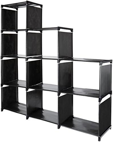 9 Cube Storage Shelves, SJHL DIY Modular Closet Organizer Unit and Bookshelf Cabinet for Clothes, Toys, Books and Shoes (Black)