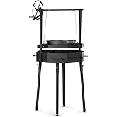 TITAN GREAT OUTDOORS Ash & Ember Santa Maria Grill, Argentine Style Open Fire Grill, Adjustable Cooking Grate with Flywheel, 