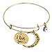 FunnyDay 1PC New Charm Alloy Expandable Wire Bangle Bracelet Crescent Adjustable Pendant Jewelry for Friends&Family (Gold)
