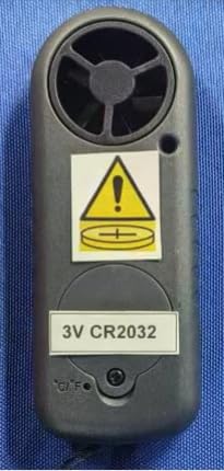 Close-up of Wintact WT816 Anemometer showing the battery compartment and the Celsius/Fahrenheit switch