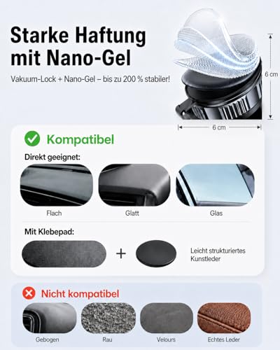 VICSEED Military Mobile Phone Holder Car Magnet for Magsafe Car Mount [36 kg Nano Vacuum Suction Cup & N58 Magnet] 360° Rotatable, Magnetic Car Mobile Phone Holder, Car Holder for All Mobile Phones