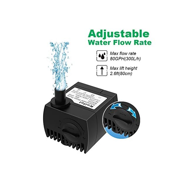 Knifel-Submersible-Pump-300LH-4W-with-Ultra-Quiet-Design-06m-High-Lift-for-Fountains-Hydroponics-Fish-Tanks-Aquariums-More Knifel Submersible Pump 300L/H 4W with Ultra Quiet Design 0.6m High Lift for Fountains, Hydroponics, Fish Tanks…