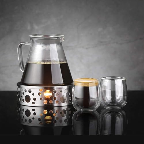glastal 4 x 100 ml (4 oz) Glass Coffee Cups, Double Walled Transparent Espresso Glasses, Borosilicate Glass Cups for Tea, Coffee