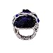 KAYMEN FASHION JEWELLERY Cubic Gem Resin Stone with Crystal Elastic Stacking Rings Antique Gold and Silver Tone 3 Colors (Blue)