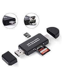 Lector de tarjetas SD, lector de tarjetas Micro SD TF compacto con USB 3 en 1 tipo C adaptador micro USB macho y función OTG lector de tarjetas de memoria portátil para PC, ordenador portátil y teléfonos inteligentes y tabletas