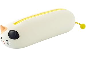 Lihit Lab PuniLabo Zipper Pen Case/Pouch, Horizontal, 2.5" x 7.9", Calico Cat (A7781-7)